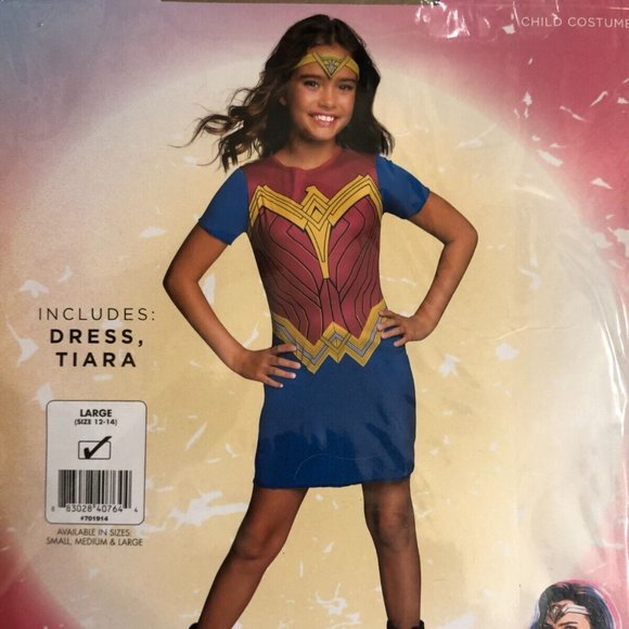 GIRLS WONDER WOMAN WW84 CHILD COSTUME - DRESS & TIARA - All Sizes! NWT - Picture 3 of 5